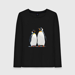 Лонгслив хлопковый женский Друзья-пингвины, цвет: черный