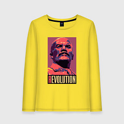 Лонгслив хлопковый женский Lenin revolution, цвет: желтый