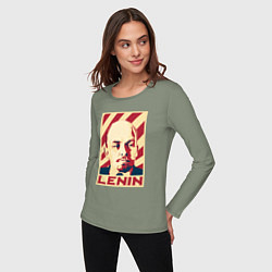 Лонгслив хлопковый женский Vladimir Lenin, цвет: авокадо — фото 2