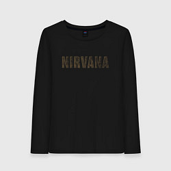 Лонгслив хлопковый женский Nirvana grunge text, цвет: черный