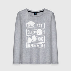 Лонгслив хлопковый женский Еда сон бокс, цвет: меланж