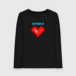 Лонгслив хлопковый женский Heart player 2 pixels парные, цвет: черный