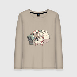 Лонгслив хлопковый женский Опасная Фапута, цвет: миндальный