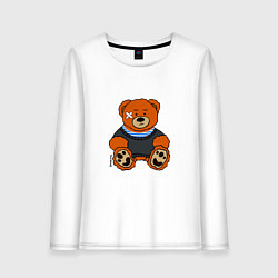 Лонгслив хлопковый женский Медведь Вова с пластырем, цвет: белый