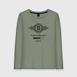 Лонгслив хлопковый женский Биткоин символ миллионер, цвет: авокадо