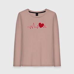 Лонгслив хлопковый женский Сердце и электрокардиограмма: символ здоровья и лю, цвет: пыльно-розовый