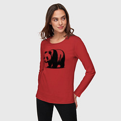 Лонгслив хлопковый женский Стоящая чёрная панда, цвет: красный — фото 2