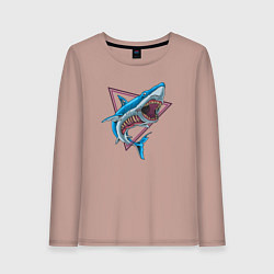 Лонгслив хлопковый женский Акула зомби, цвет: пыльно-розовый