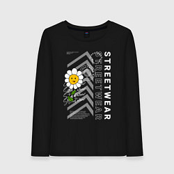 Лонгслив хлопковый женский Ромашка streetwear, цвет: черный