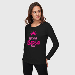 Лонгслив хлопковый женский Национальный день Барби, цвет: черный — фото 2
