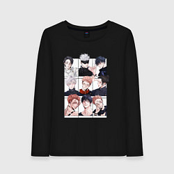 Лонгслив хлопковый женский Парни магической битвы, цвет: черный