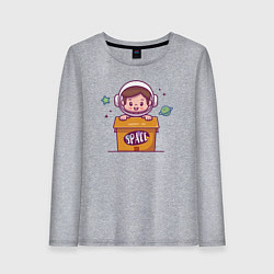 Лонгслив хлопковый женский Космический мальчик, цвет: меланж