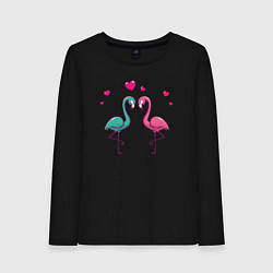 Лонгслив хлопковый женский Flamingo love, цвет: черный