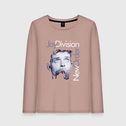 Лонгслив хлопковый женский Joy Division - Ian Curtis, цвет: пыльно-розовый