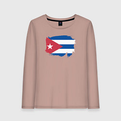 Лонгслив хлопковый женский Флаг Кубы, цвет: пыльно-розовый