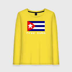 Лонгслив хлопковый женский Free Cuba, цвет: желтый