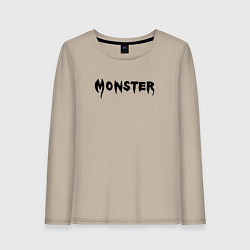 Лонгслив хлопковый женский Monster black, цвет: миндальный