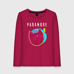 Лонгслив хлопковый женский Paramore rock star cat, цвет: маджента