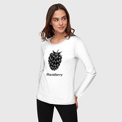 Лонгслив хлопковый женский Ежевика черная ягода, цвет: белый — фото 2