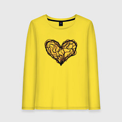 Лонгслив хлопковый женский Нейрографическое сердце, цвет: желтый
