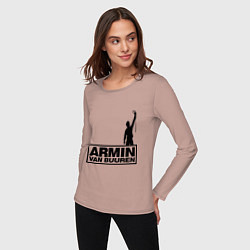 Лонгслив хлопковый женский Armin van buuren, цвет: пыльно-розовый — фото 2