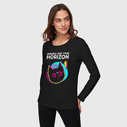 Лонгслив хлопковый женский Bring Me the Horizon rock star cat, цвет: черный — фото 2