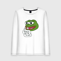 Лонгслив хлопковый женский Pepe feels good man, цвет: белый