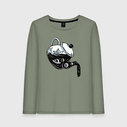 Лонгслив хлопковый женский Космос в чайнике, цвет: авокадо