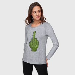 Лонгслив хлопковый женский Cactus fuck, цвет: меланж — фото 2