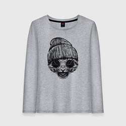 Лонгслив хлопковый женский Модный детеныш леопарда, цвет: меланж