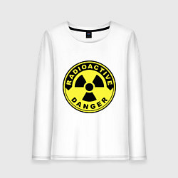 Лонгслив хлопковый женский Danger radiation sign, цвет: белый