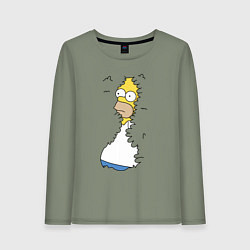 Лонгслив хлопковый женский Гомер в кустах, цвет: авокадо