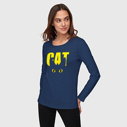 Лонгслив хлопковый женский Cat облик, цвет: тёмно-синий — фото 2