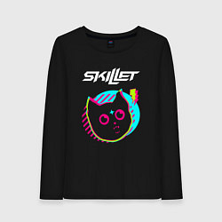 Лонгслив хлопковый женский Skillet rock star cat, цвет: черный