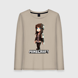 Лонгслив хлопковый женский Minecraft девушка шатенка, цвет: миндальный