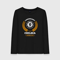 Лонгслив хлопковый женский Лого Chelsea и надпись legendary football club, цвет: черный