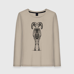 Лонгслив хлопковый женский Баран анфас, цвет: миндальный