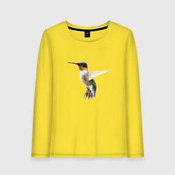 Лонгслив хлопковый женский Рубиновогорлый колибри, цвет: желтый