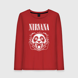 Лонгслив хлопковый женский Nirvana rock panda, цвет: красный