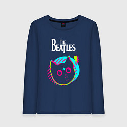 Лонгслив хлопковый женский The Beatles rock star cat, цвет: тёмно-синий