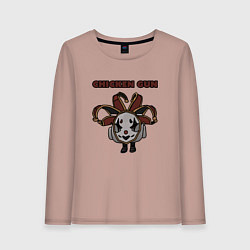 Лонгслив хлопковый женский Chicken gun clown, цвет: пыльно-розовый