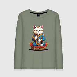 Женский лонгслив Кот удачи манеки неко
