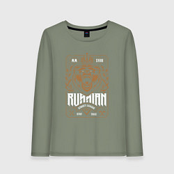 Лонгслив хлопковый женский Russian bear арт, цвет: авокадо