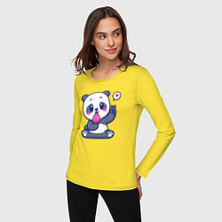 Лонгслив хлопковый женский Ice cream panda, цвет: желтый — фото 2