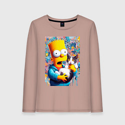 Женский лонгслив Bart Simpson with a kitten - ai art