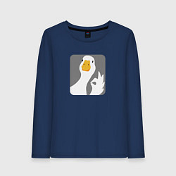 Лонгслив хлопковый женский Гусь-нормусь, цвет: тёмно-синий
