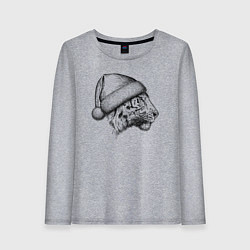 Лонгслив хлопковый женский Профиль новогоднего тигра, цвет: меланж