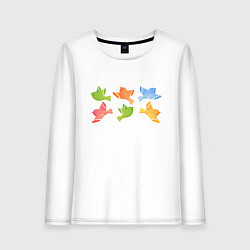 Лонгслив хлопковый женский Шесть птичек, цвет: белый