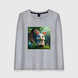 Лонгслив хлопковый женский Зайчик на кочке, цвет: меланж