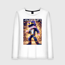 Лонгслив хлопковый женский Jojo and Minecraft - collaboration ai art, цвет: белый